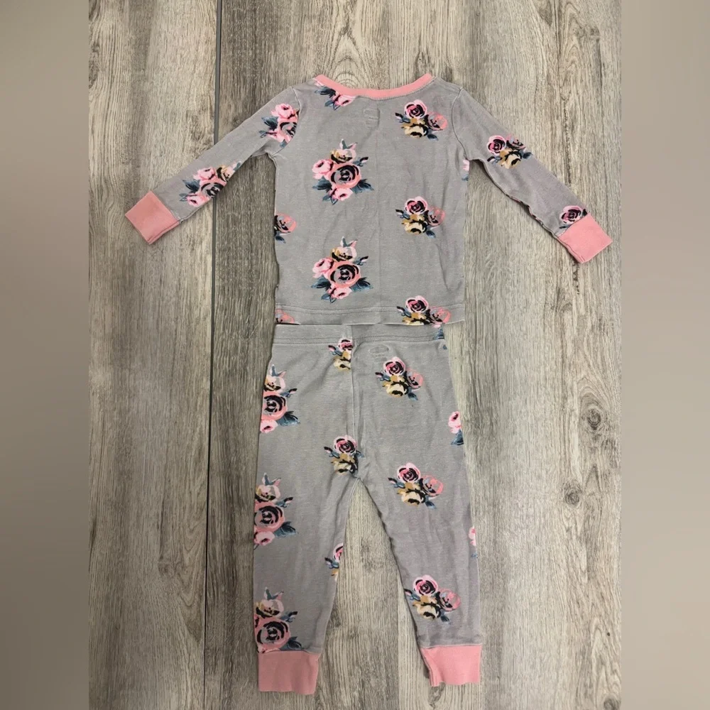 Old Navy Kids Pajama Set - Pink Floral on Gray